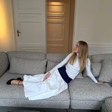 Mimi Maxi Skirt in Navy and White