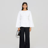 Long Sleeve Rhoe Top in White